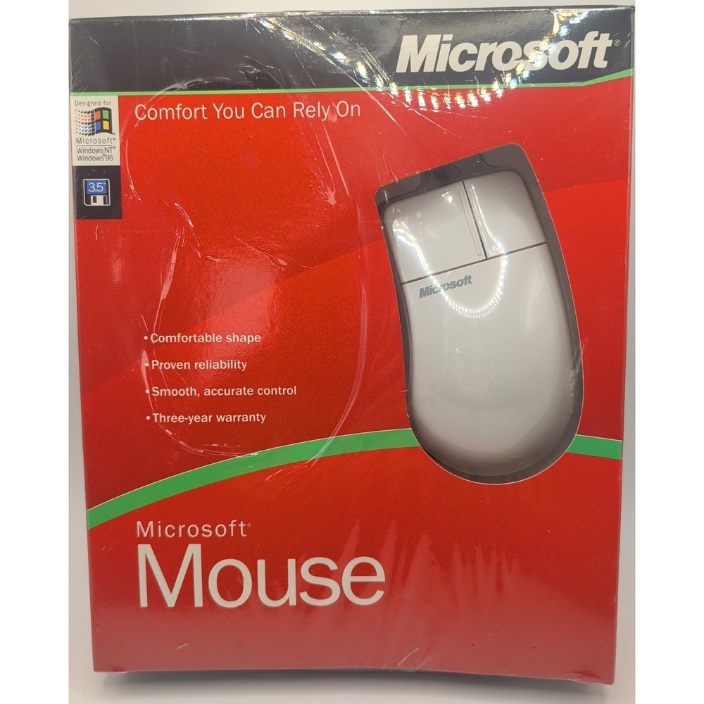 Microsoft Mouse White Vintage PS/2 Serial Wired 2.0 365-00084